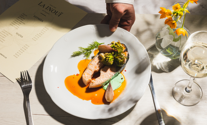 A plate of food at a fine dining restaurant